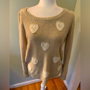 LC Lauren Conrad Beige Heart Sweater, size M